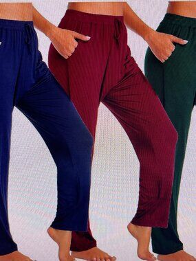 Blue Ice Women's Loose Fit Classic Lounge Pants - 3 pair